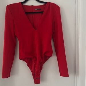 Zara Red Long Sleeve Bodysuit